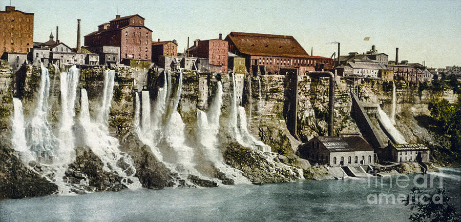Niagara Falls mill district on American shore 1900 Photograph by Vincent Monozlay