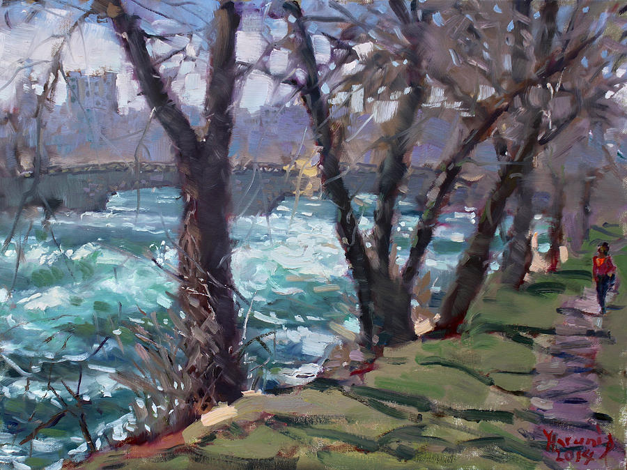Tree Painting - Niagara Falls River April 2014 by Ylli Haruni