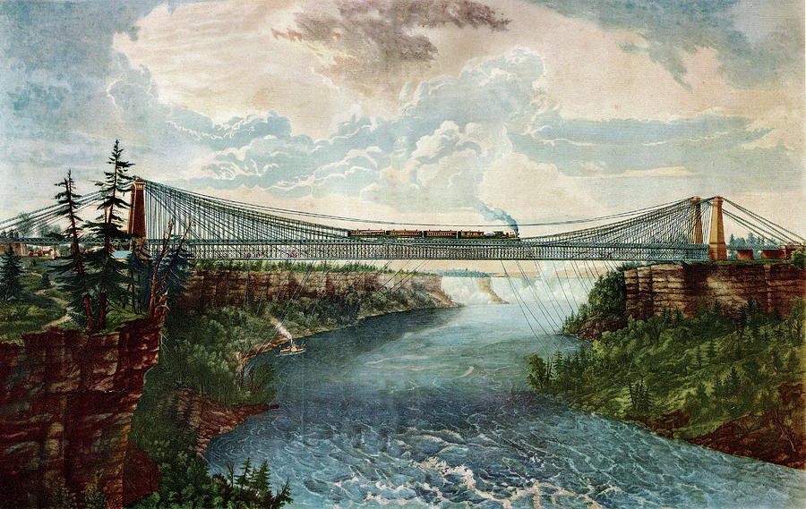 Train Photograph - Niagara Falls Suspension Bridge by Cci Archives