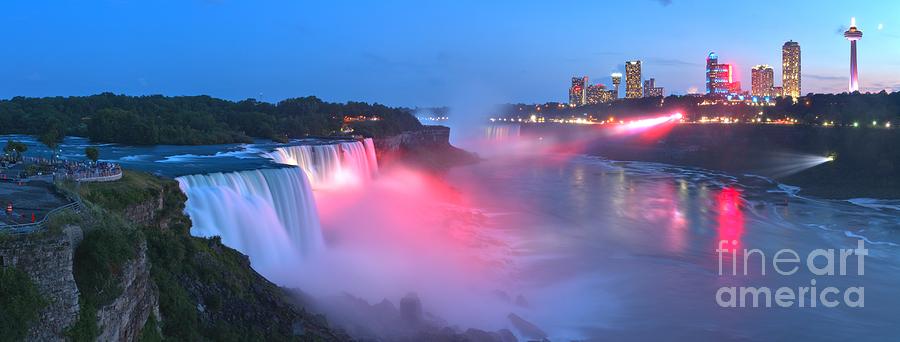 Niagara Falls USA Dusk Panorama Photograph by Adam Jewell