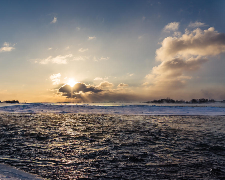 Buffalo Photograph - Niagara River Winter Sunrise by Chris Bordeleau