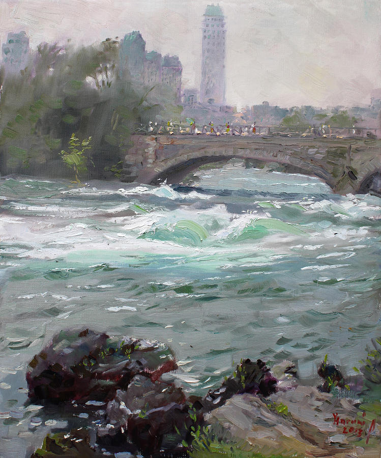 Bridge Painting - Niagara Roaring River by Ylli Haruni