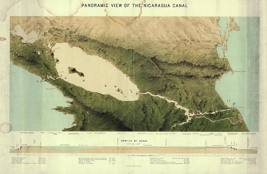 Nicaragua Canal Photograph by Library Of Congress, Geography And Map Division/science Photo Library