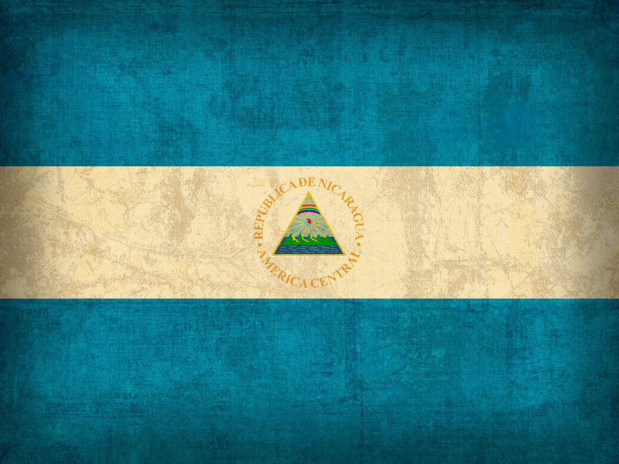 Vintage Mixed Media - Nicaragua Flag Vintage Distressed Finish by Design Turnpike