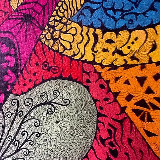 Acrylic Paint Painting - Nice Colors In A Doodling Designs I by Sandra Lira