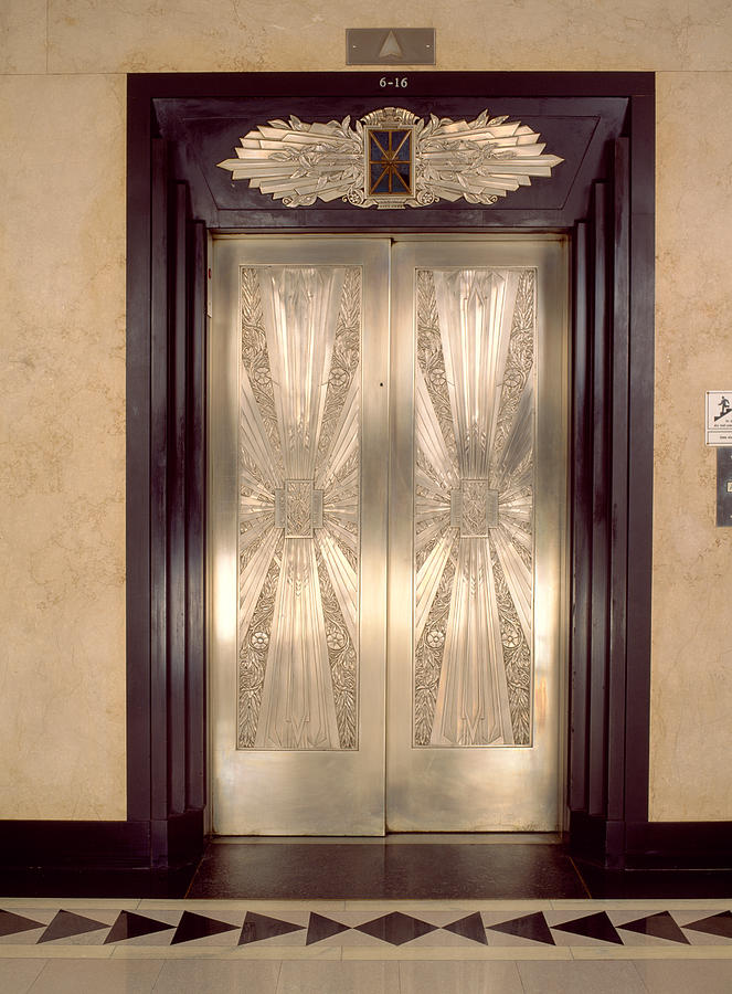 Chicago Photograph - Nickel Metalwork Art Deco Elevator by Panoramic Images