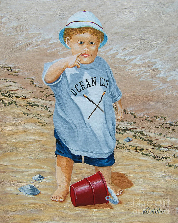 Nicks Red Bucket Painting by Val Miller