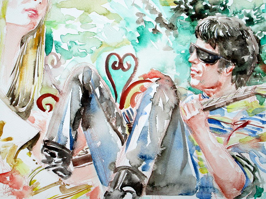 NICO and LOU REED watercolor portrait Painting by Fabrizio Cassetta