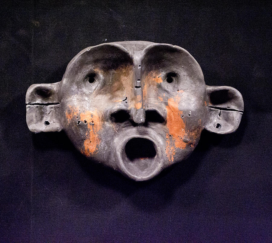 Nico Black and Orange Mask Sculpture by Mark M  Mellon