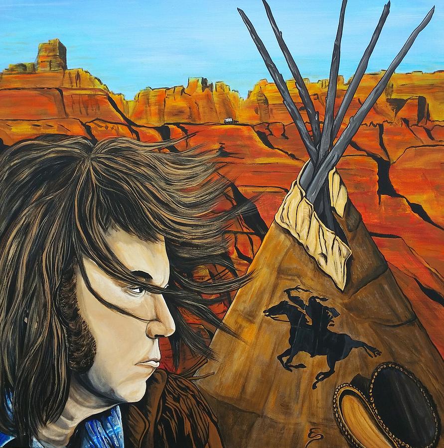 Neil Young Painting - Neil at the Canyon by Edward Pebworth