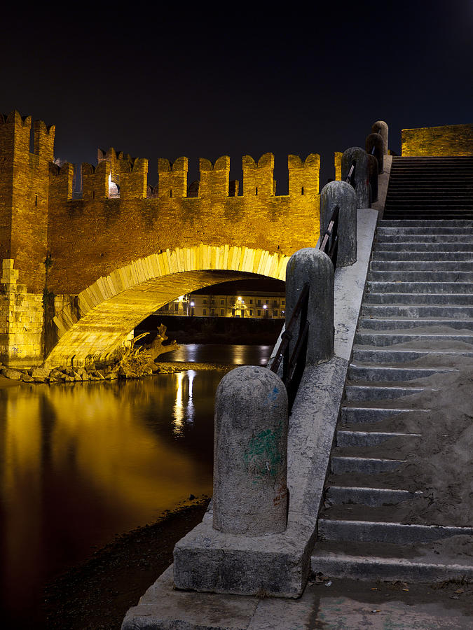 Architecture Photograph - Night Along the Adige by Rae Tucker