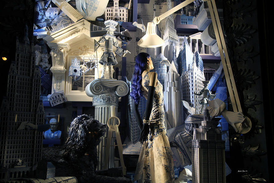 Christmas Photograph - Night At Bergdorf Goodmans Department Store 4 - Christmas Window 2014 by Madeline Ellis