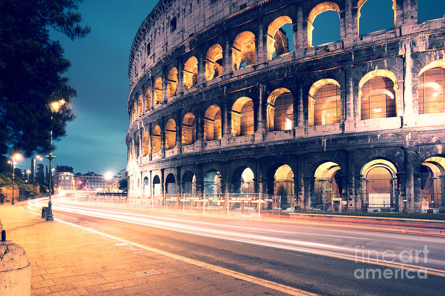 Spring Photograph - Night at the colosseum by Matteo Colombo