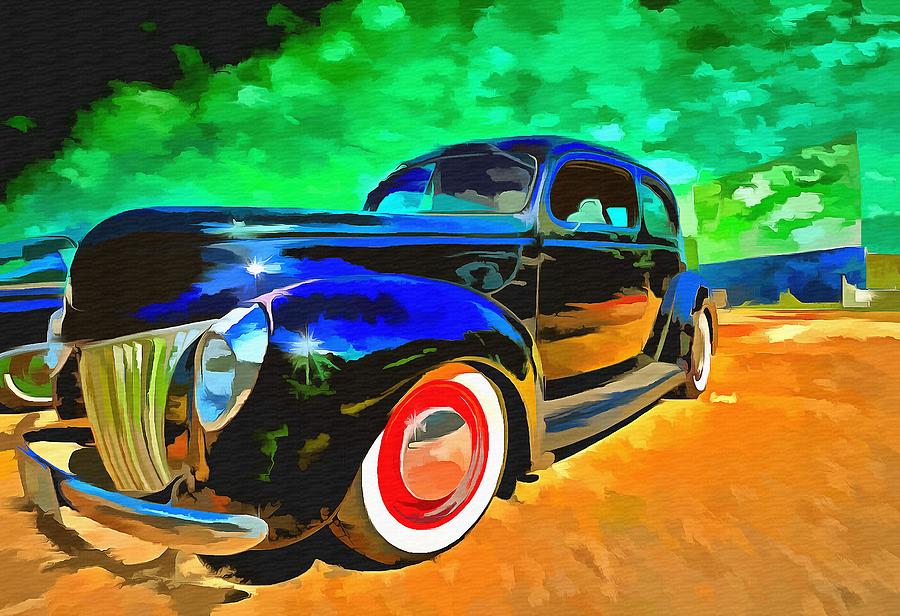 Transportation Painting - Night at the Drive In by L Wright