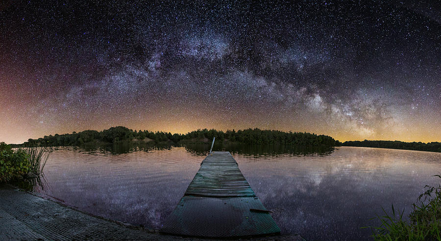 Pano Photograph - Night at the Lake  by Aaron J Groen