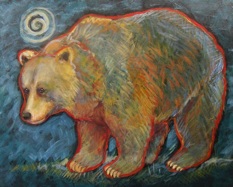 Night Bear Grizzly Bear Painting by Carol Suzanne Niebuhr