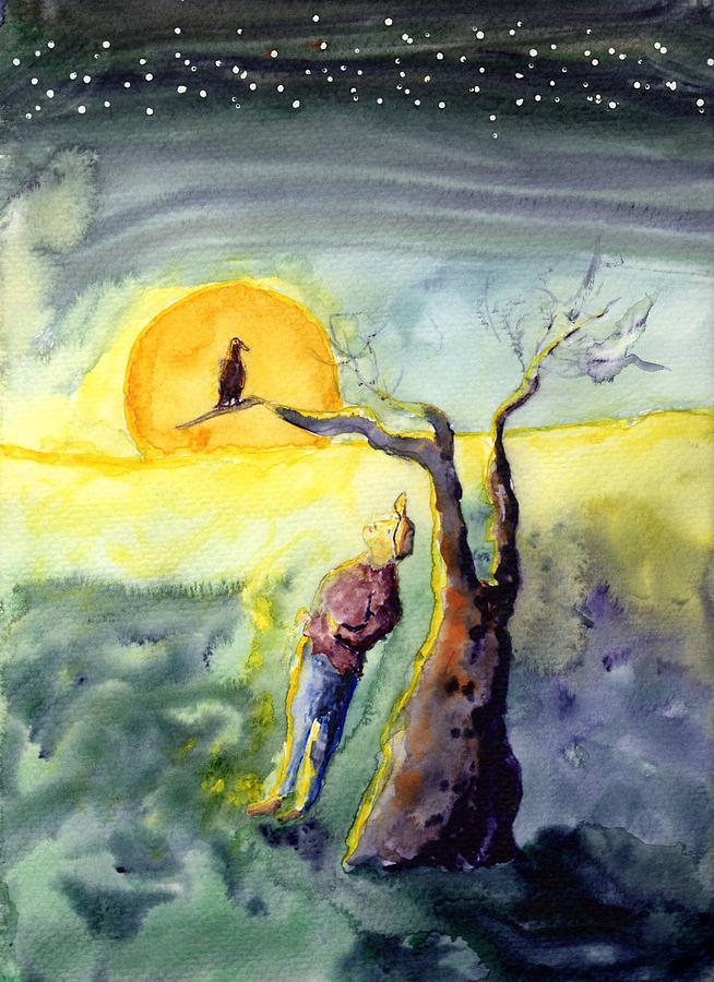 Night Bird Omen Painting by Jim Taylor