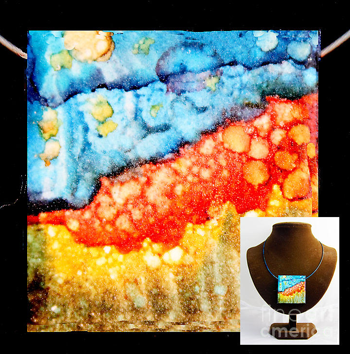 Night Cliffs Necklace Painting by Alene Sirott-Cope