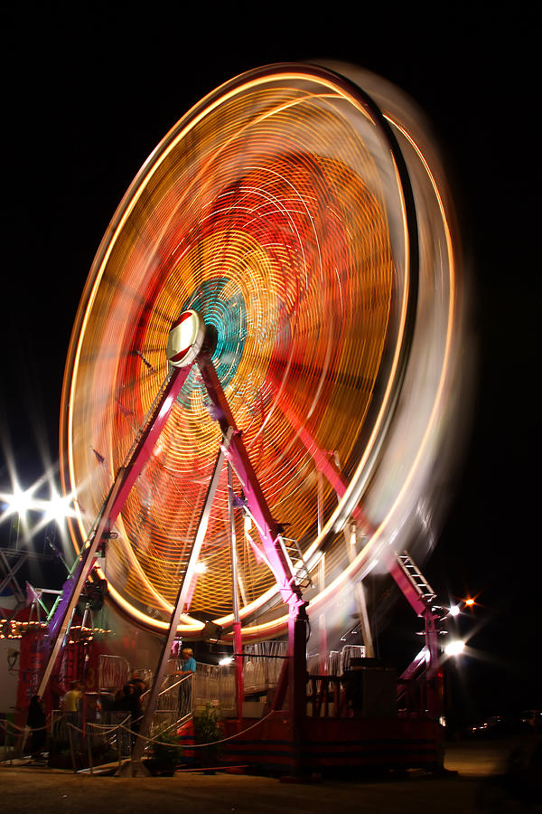 Olmsted Photograph - Night Ferris Wheel 3 by John Brueske