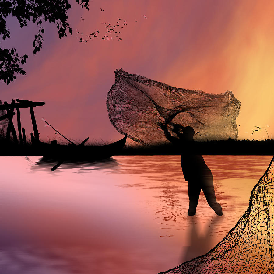 Fish Digital Art - Night Fishing by Tanya Hall