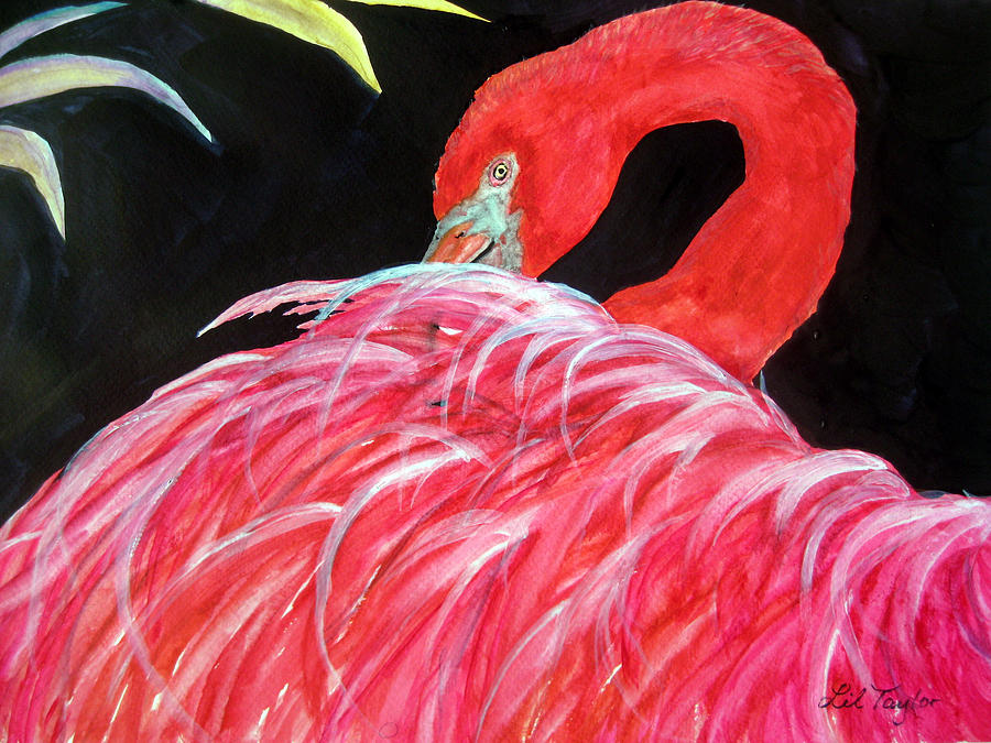 Flamingo Painting - Night Flamingo by Lil Taylor