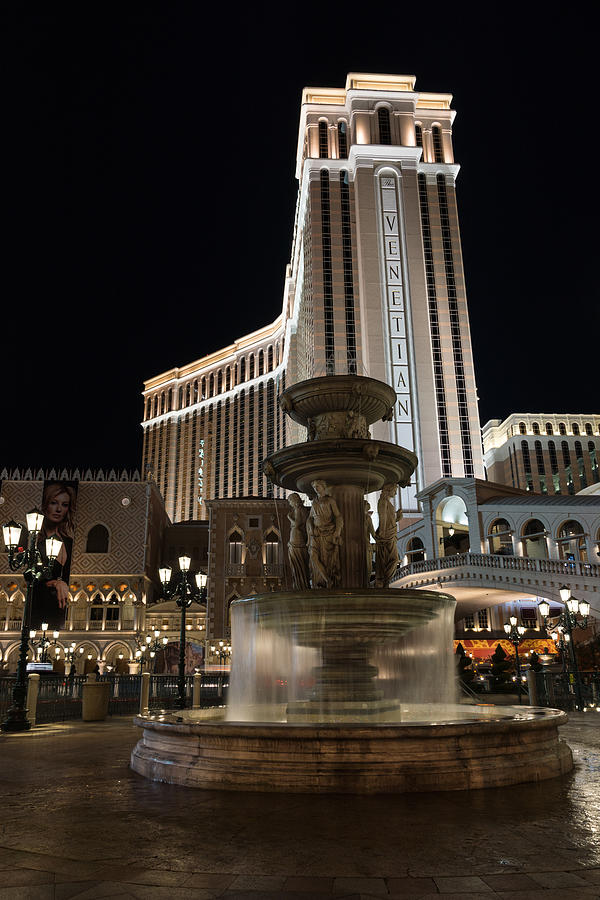 Architecture Photograph - Night Glow at the Venetian Las Vegas by Georgia Mizuleva
