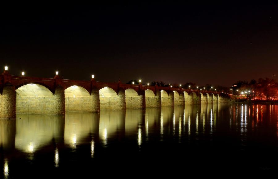 Night Glow - Harrisburg Bridge Photograph by Deborah  Crew-Johnson