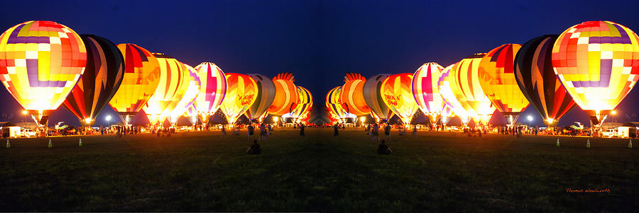 Night Glow Hot Air Balloons Mirror Image Photograph by Thomas Woolworth
