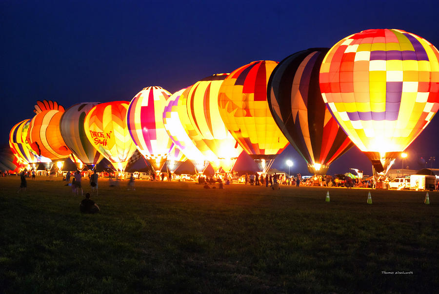 Transportation Photograph - Night Glow Hot Air Balloons by Thomas Woolworth