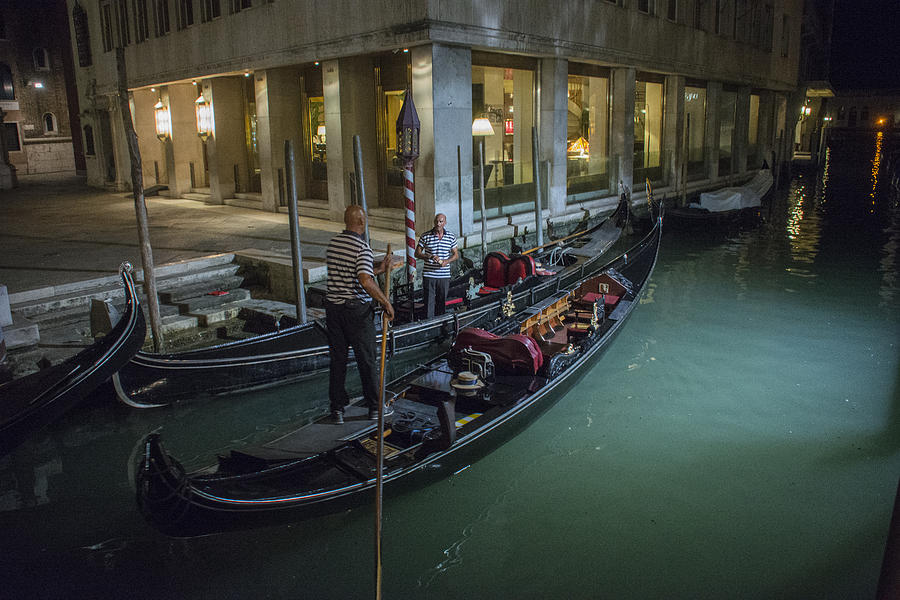 Night Gondoliers Photograph by Wade Aiken