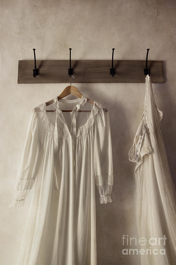 Vintage Photograph - Night gowns on clothes hooks by Sandra Cunningham