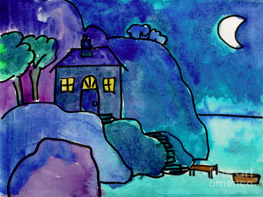 Night Harbor Painting by Jessie Abrams Age Twelve