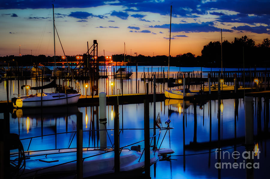Night Harbor Photograph by Michael Arend