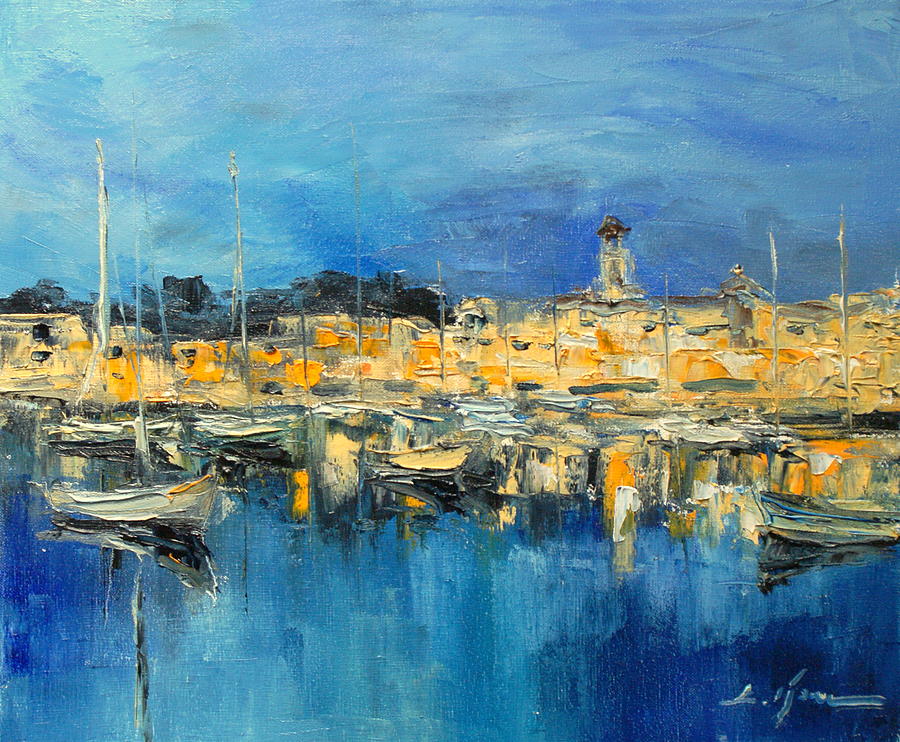 Night harbour impression Painting by Luke Karcz