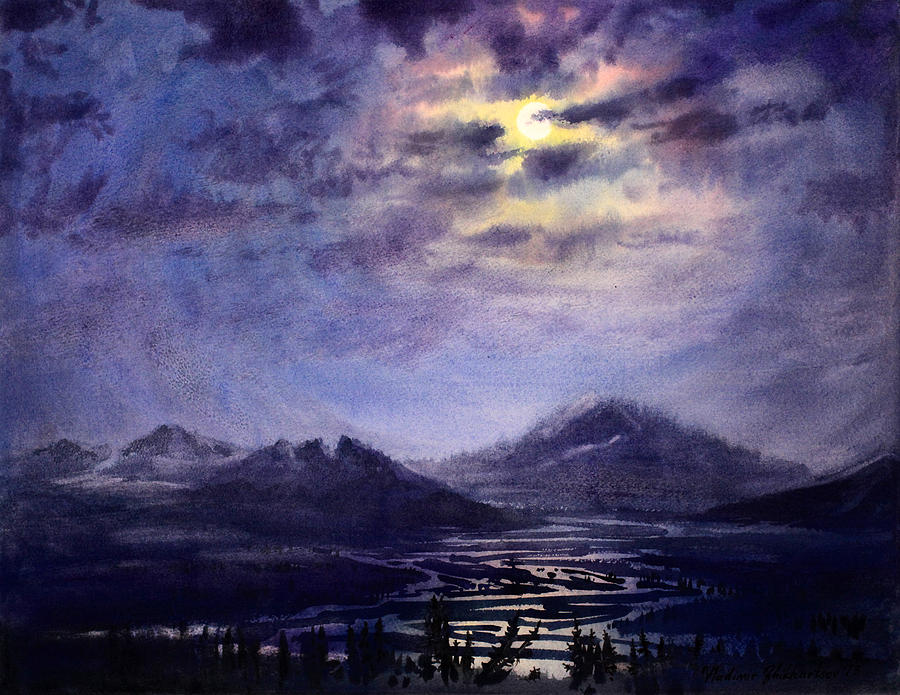 Night in Denali  Painting by Vladimir Zhikhartsev