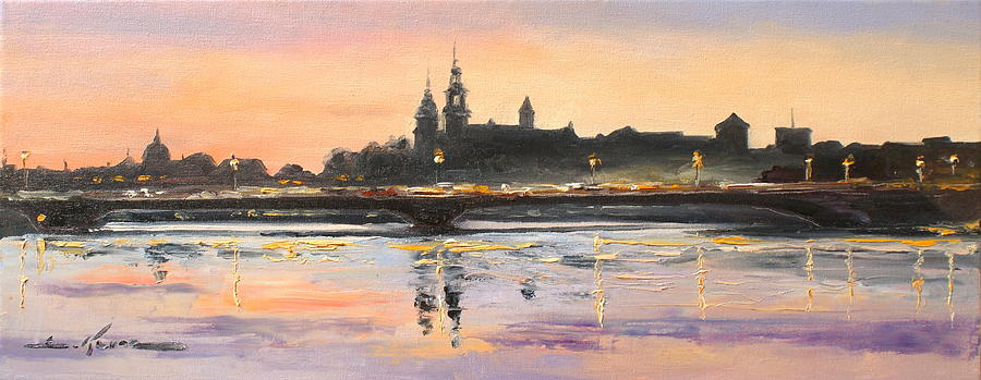 Night in Krakow Painting by Luke Karcz