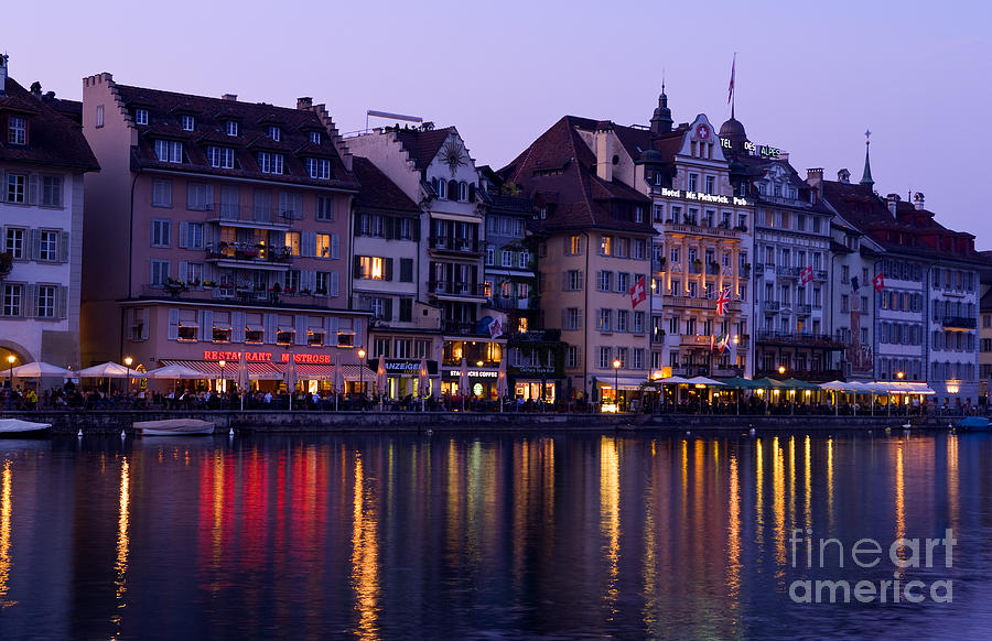 Night In Lucerne, Switzerland Photograph by Bill Bachmann