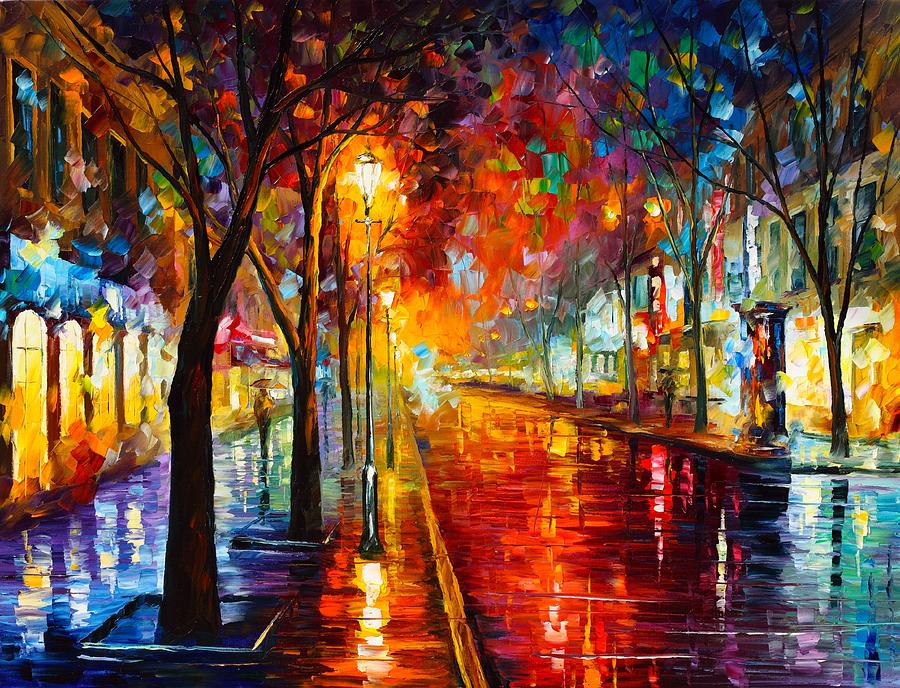 Night In Red Painting by Leonid Afremov