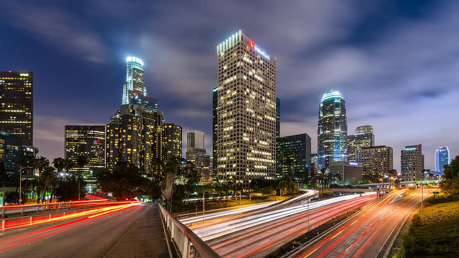 Night in Los Angeles Photograph by Radek Hofman