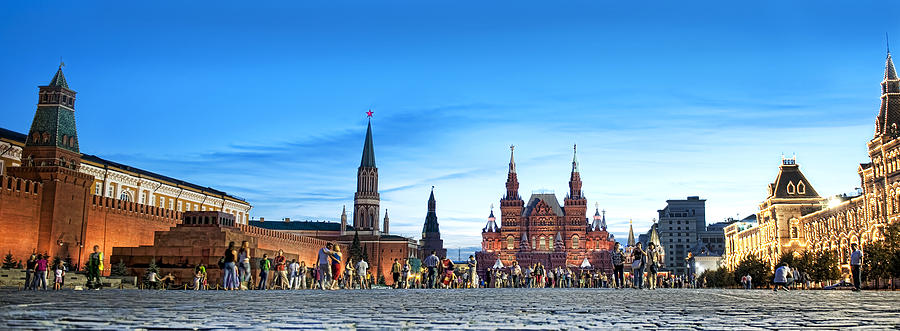 Night life in Red Square Photograph by Gouzel -