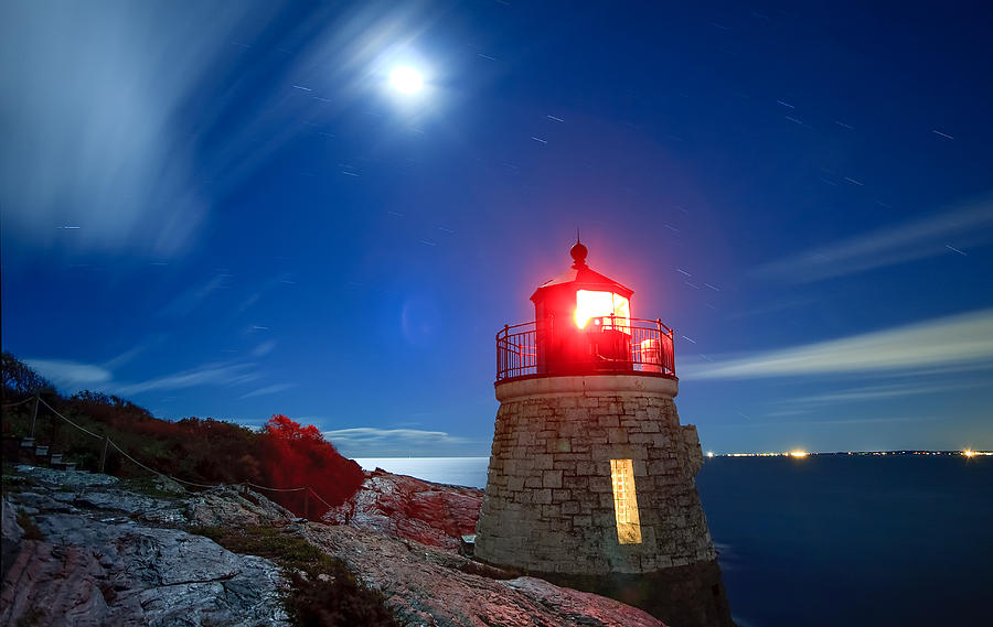 Lighthouse Photograph - Night Light by Bryan Bzdula