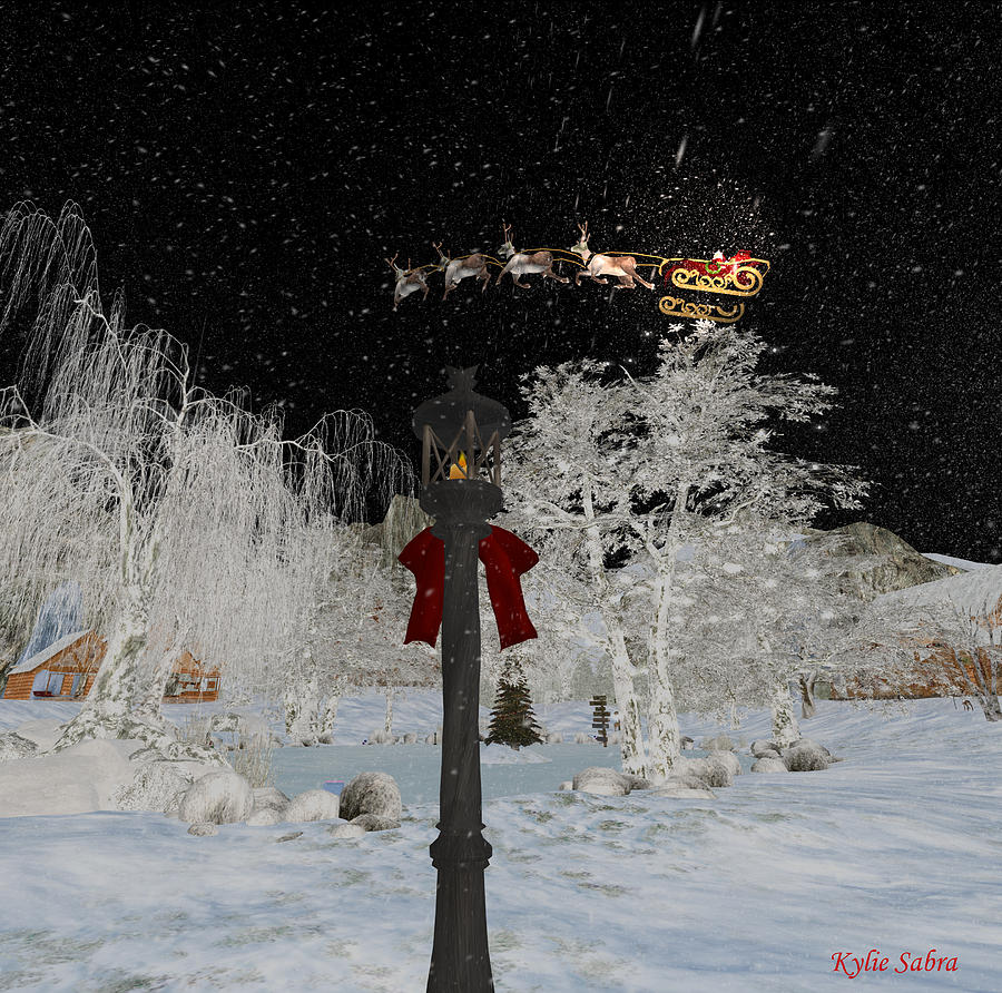 Winter Digital Art - Night Light for Santa by Kylie Sabra