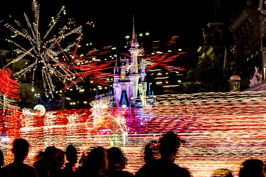 Disney Photograph - night light parade Disney by Kevin Cable