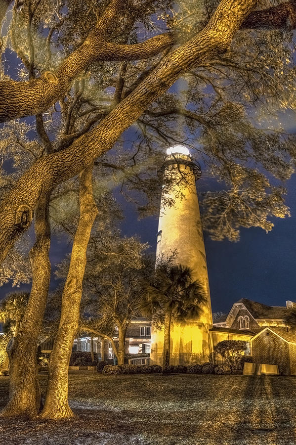 Night Lighthouse Photograph by Debra and Dave Vanderlaan
