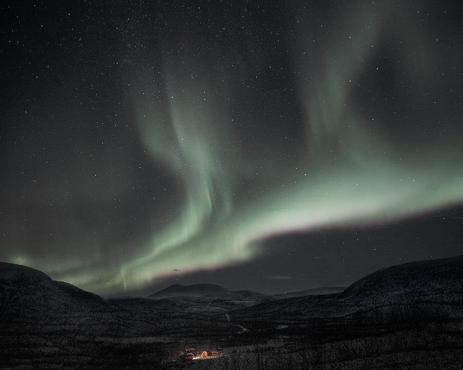 Night Lights and a Farm in the Arctic Photograph by Pekka Sammallahti