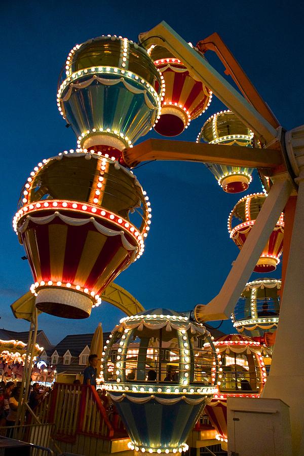 Ferris Wheel Photograph - Night lights and blue sky Wildwood NJ amusement park by Blair Seitz