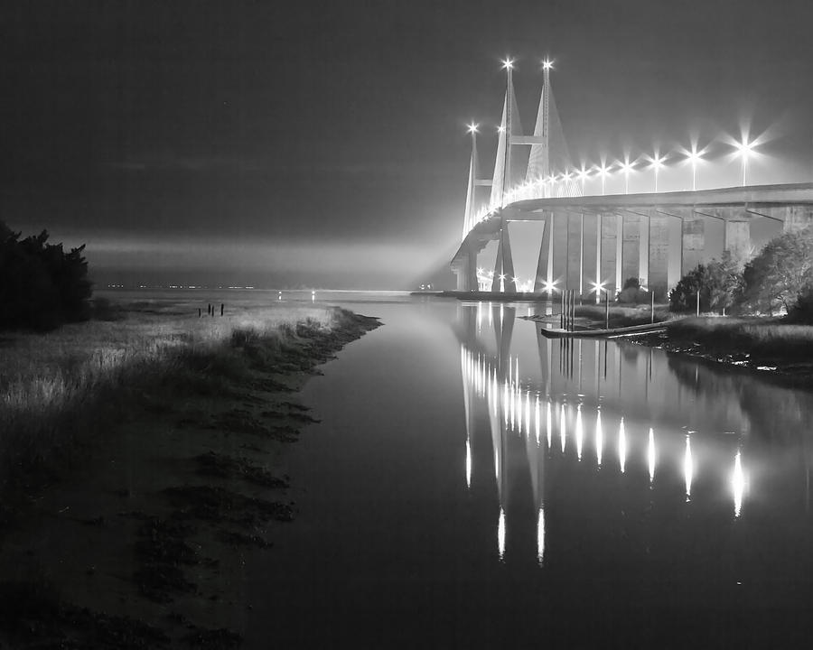 Night Lights in Black and White Photograph by Debra and Dave Vanderlaan