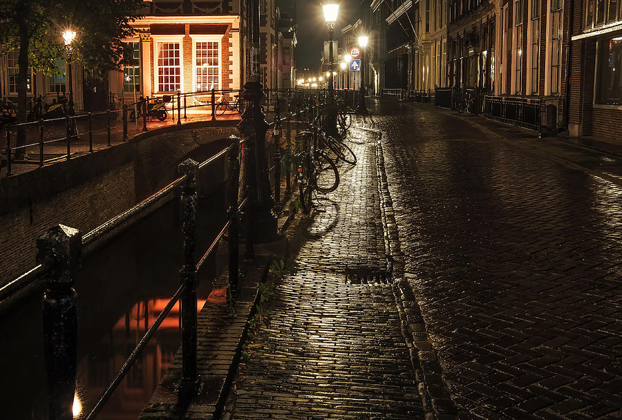 Night Lights of Utrecht. Netherlands Photograph by Jenny Rainbow