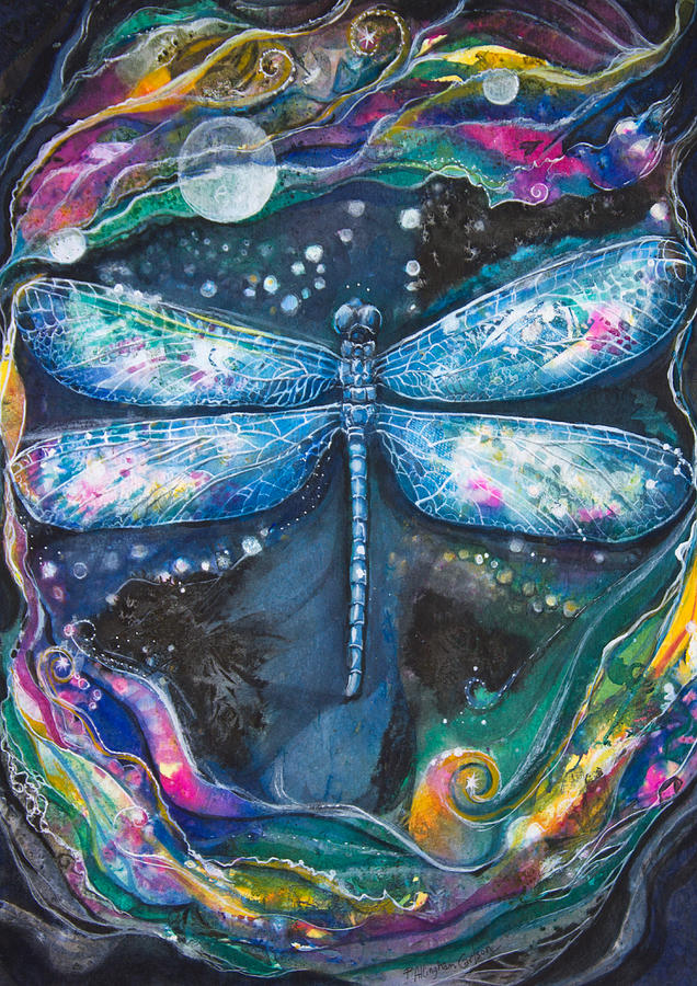 Night Magic Dragonfly Painting by Patricia Allingham Carlson