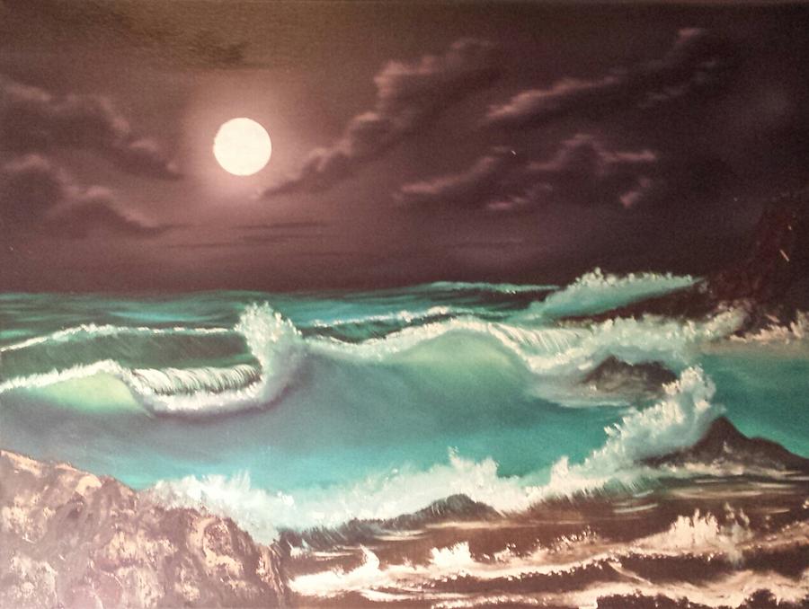 Night Ocean II Painting By Dave Steps Fine Art America   Night Ocean Ii Dave Steps 